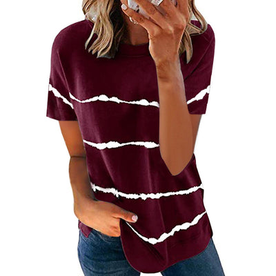 Blusa Rayada Suelta de Manga Corta - Image 5