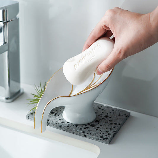 Jabonera de Cerámica con Forma de Hoja para Baño - Image 2