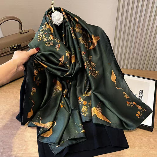 Pañuelo Largo de Satén Xiang Yun con Estampado Coreano