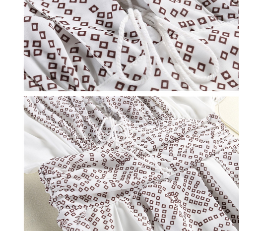 Vestido Kimono Moderno con Encaje y Estampado de Puntos - Escote en V Europeo - Image 6