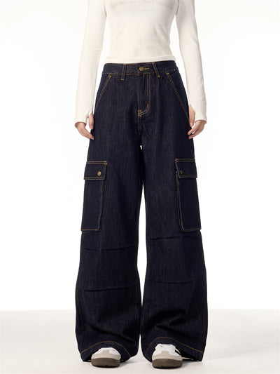 Pantalones Cargo Rectos de Pierna Ancha para Mujer con Múltiples Bolsillos - Image 12