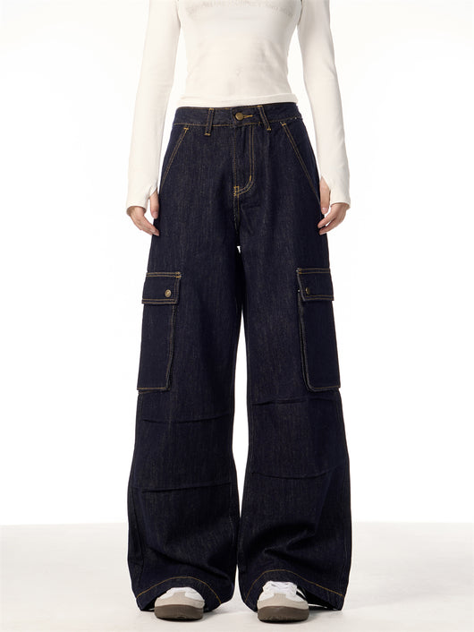 Pantalones Cargo Rectos de Pierna Ancha para Mujer con Múltiples Bolsillos - Image 12