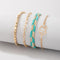 Juego de 4 Pulseras Bohemias con Cadena de Aleación y Loto