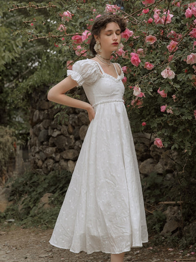 Vestido Falda Blanca con Bordado Floral Campánula - Image 5