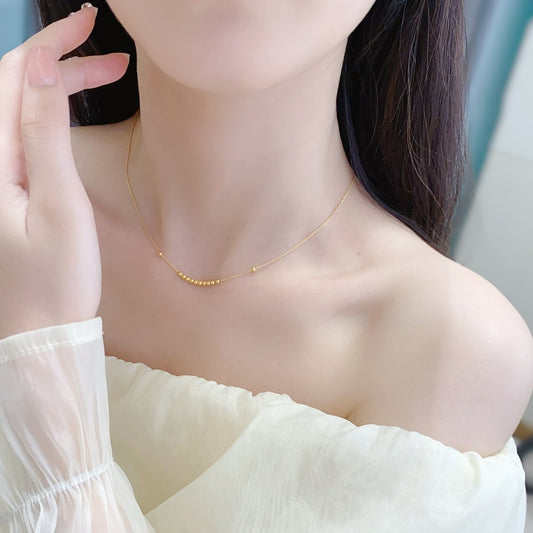 Collar de Oro 18K Chopin con Dije de Cuentas de la Suerte