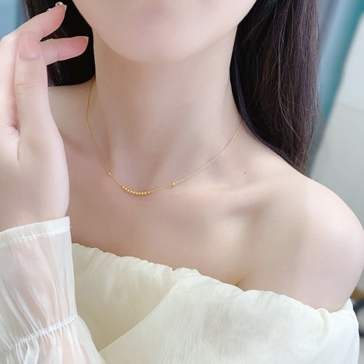 Collar de Oro 18K Chopin con Dije de Cuentas de la Suerte