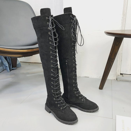 Botas Altas Cordones Planas para Mujer - Image 11