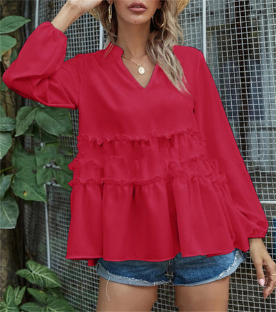 Blusa Cuello V con Volantes en Dobladillo - Image 5