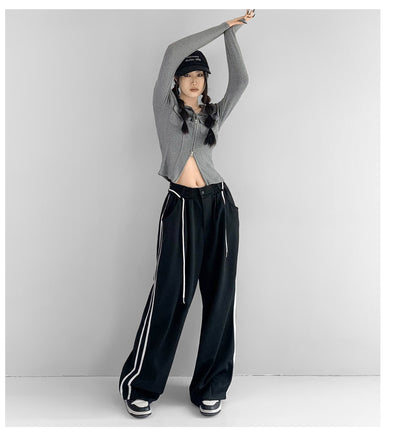 Pantalones Anchos de Talle Alto en Tono Damasco para Mujer - Image 10