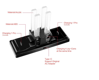 Black charging station for Nintendo Switch, capable of charging 4 Joy-Cons and 2 Pro controllers simultaneously. - Image 6