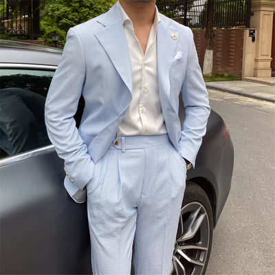 Traje Seersucker a Rayas Azules para Hombre - Image 12
