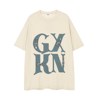 Playera Casual con Bordado de Letras Creativas