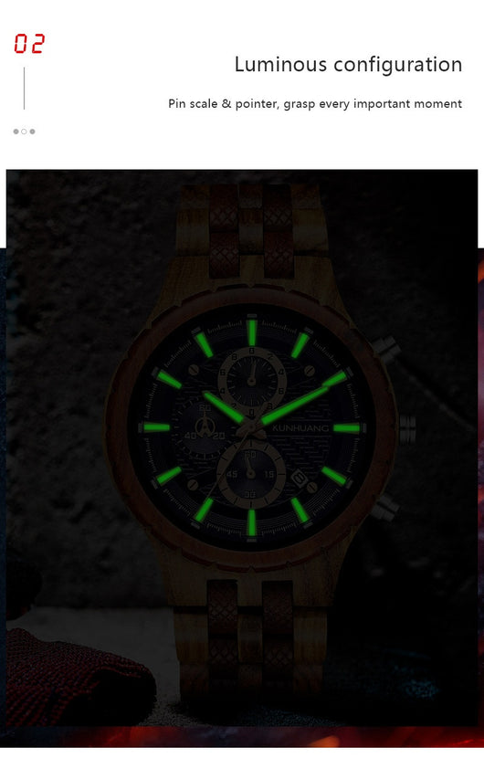 Reloj Deportivo de Madera Multifuncional con Movimiento de Cuarzo - Image 7