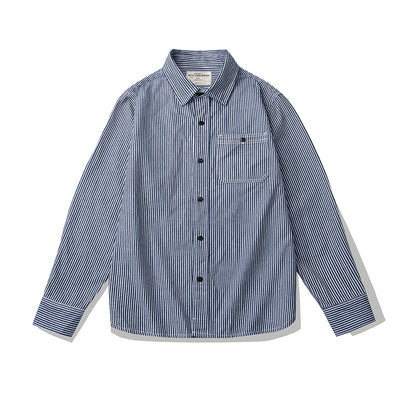 Camisa Retro de Rayas Verticales Manga Larga para Hombre - Image 15