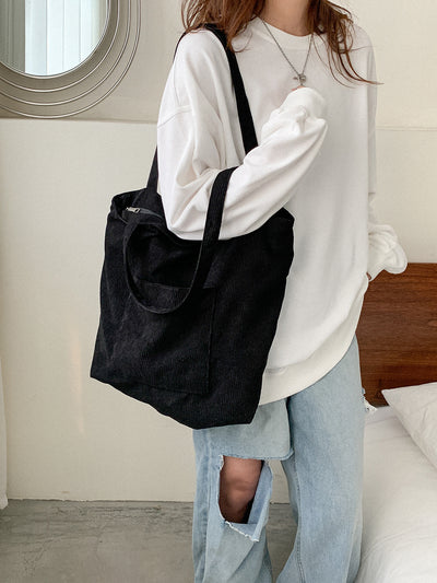 Bolso de Hombro Corduroy Capacidad Grande - Estilo Literario y Versátil - Image 17