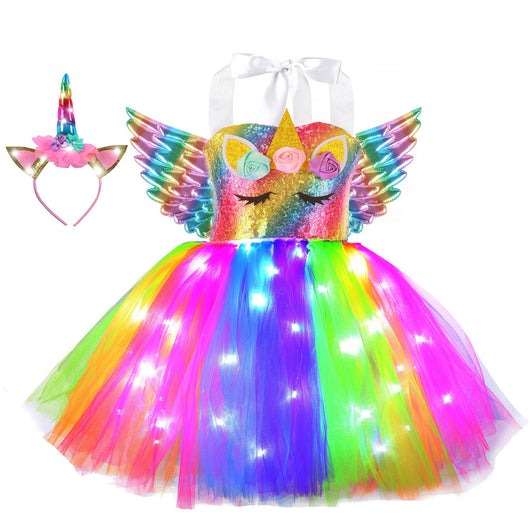 Falda Tutú Princesa con Alas y Luces LED para Niñas
