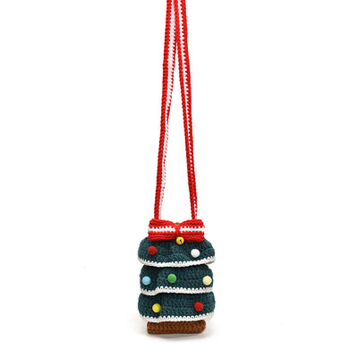 Bolso Cuadrado Navideño de Punto con Árbol de Navidad y Bloques de Color - Image 5