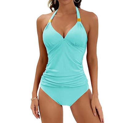 Bikini Dos Piezas Halter con Nudo y Abertura Lateral - Image 6