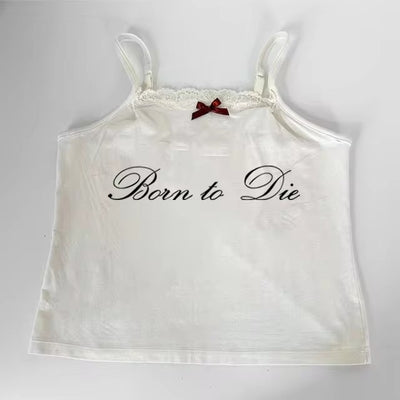 Top Corto sin Mangas con Estampado de Letras en Encaje - Image 8