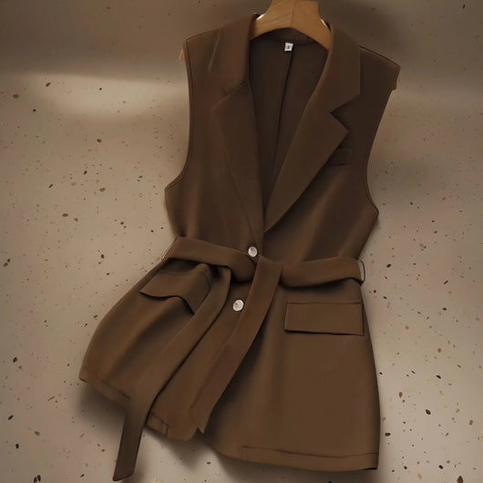 Chaleco Blazer Suelto Liso con Lazos Ajustables para Mujer - Image 8