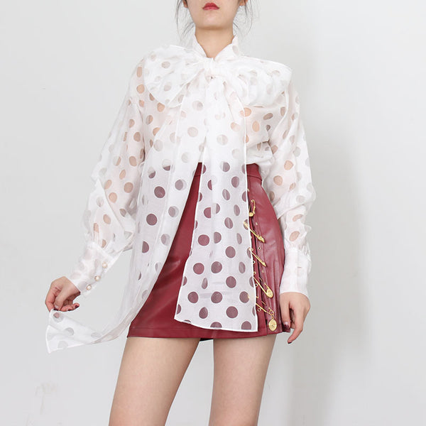 Blusa Larga con Mangas Linterna y Lunares - Diseño Moderno - Image 5