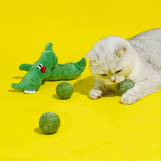 Set de 3 Pelotas Interactivas para Gatos con Cuerda de Sisal y Sonido Crujiente