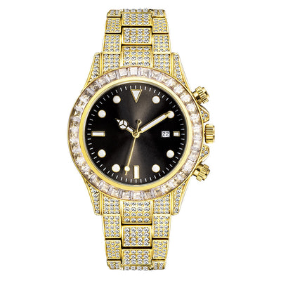 Reloj de Cuarzo Luminoso con Diamantes y Patrón Solar Bicolor - Image 6