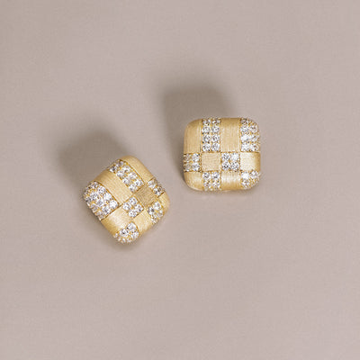 Aretes Cuadrados con Diamantes Geométricos en Plata 925 y Circón - Image 6