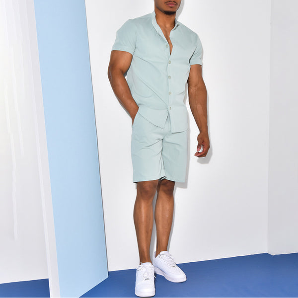 Conjunto de Dos Piezas con Camisa Manga Corta para Hombre