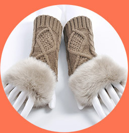Guantes Mitón Cálidos de Pelo de Conejo para Mujer - Estilo Coreano Otoño Invierno - Image 5