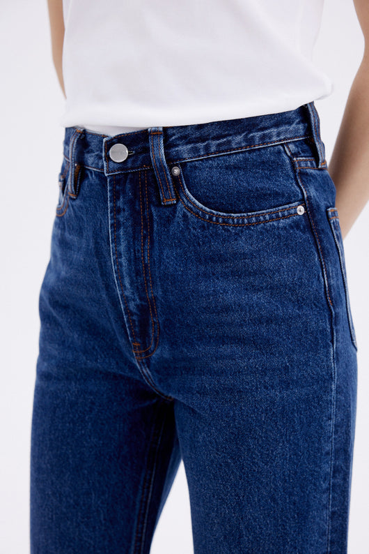 Jeans Rectos Azul Oscuro para Mujer - Estilo Simple y Versátil - Image 10