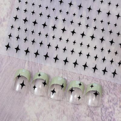 Stickers de Uñas Mariposa Rosa con Relieve Blanco y Negro - Image 36
