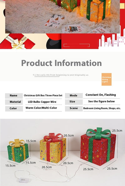 Set de 3 Cajas de Regalo Navideñas con Luces LED Decorativas - Image 26