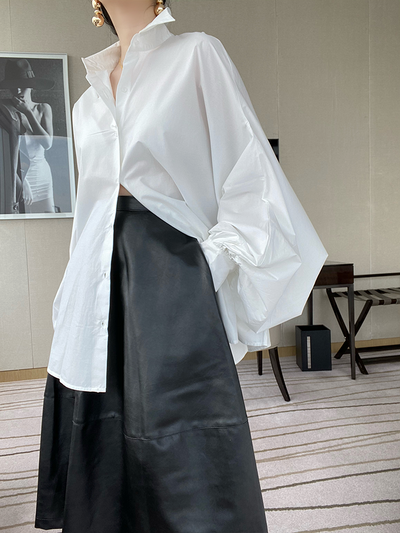 Blusa de Algodón Puro Blanca con Mangas Farol - Diseño Minimalista Versátil - Image 13