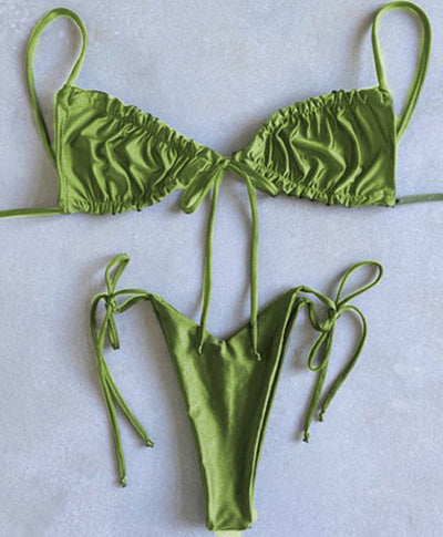 Bikini Deportivo de Tiras Ajustables en Color Sólido - Image 44