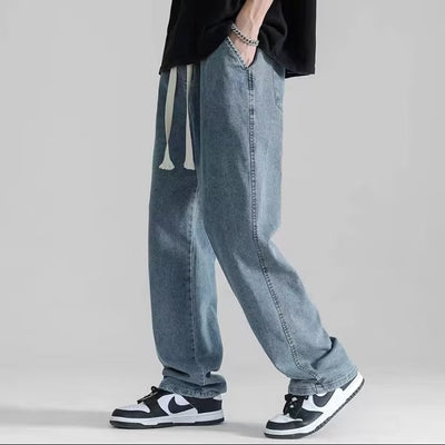 Pantalón Jeans Hombre Corte Recto Ancho Suelto con Caída - Image 6