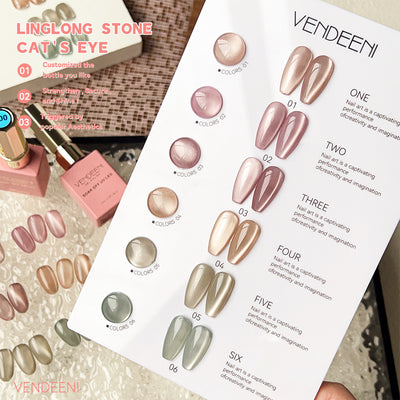 Juego de Esmaltes UV Ojo de Gato Linglong 6 Colores con Activador - Image 6
