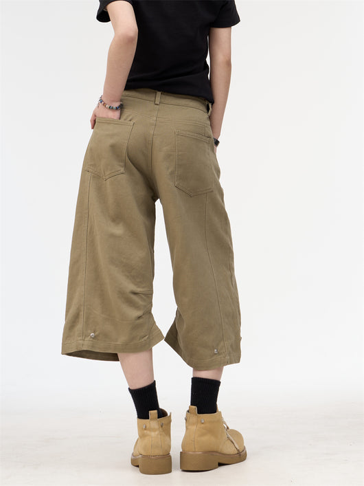 Pantalones Cortos de Trabajo Retro en Khaki para Mujer - Image 4