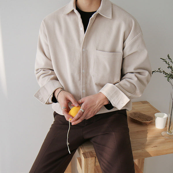 Camisa de Pana Manga Larga para Hombre - Abrigo Casual