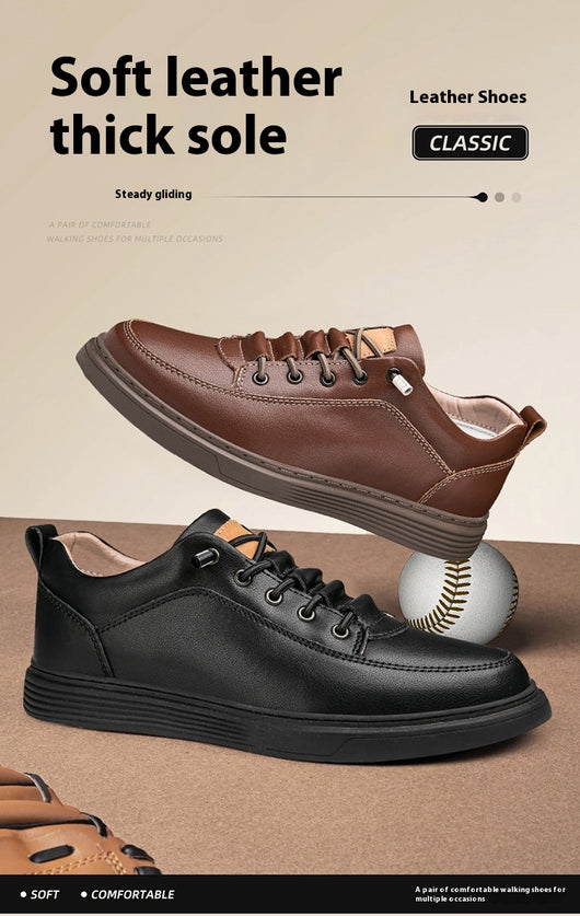 Zapatos Skateboard Cuero Talla Grande Estilo Retro Punching Confort Suave - Image 18