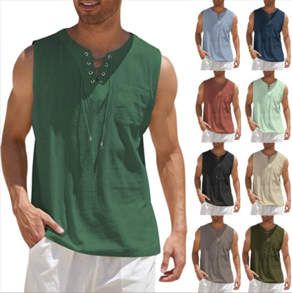 Camiseta Casual para Hombre con Cuello y Corbata - Manga Corta