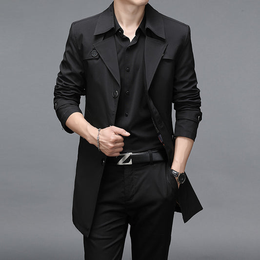 Chaqueta Cortaviento Larga para Hombre - Diseño Clásico Botones Tallas Grandes - Image 2