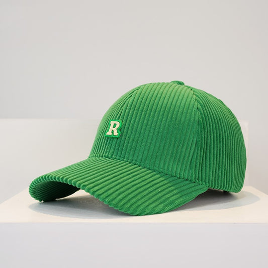 Gorra de Béisbol Corduroy con Letra R para Mujer