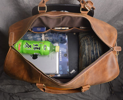 Bolsa de Viaje Retro en Cuero Genuino - Gran Capacidad Portátil para Hombre - Image 13