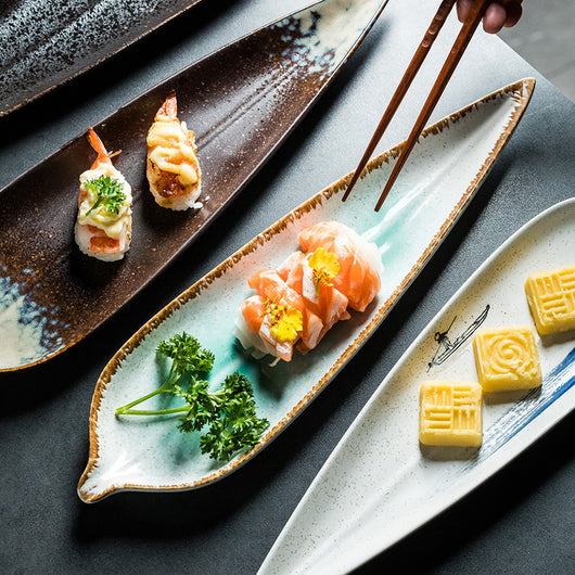 Plato de Cerámica Forma Hoja de Árbol para Sushi y Creatividad Culinaria - Image 17
