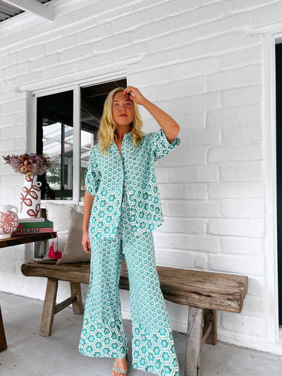 Conjunto Estampado de Moda Casual: Camisa + Pantalón Ancho - Image 11