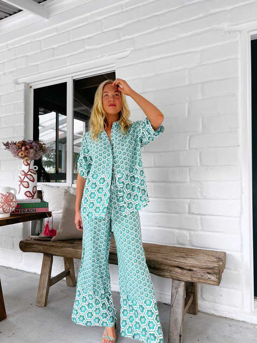 Conjunto Estampado de Moda Casual: Camisa + Pantalón Ancho - Image 11