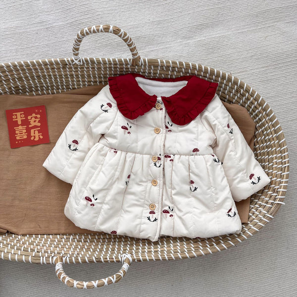 Abrigo de Niña Otoño Invierno - Algodón con Forro Polar Cálido