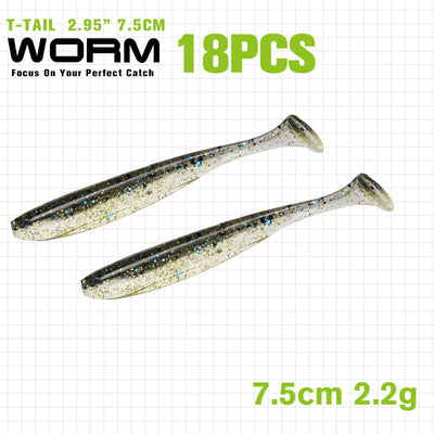 Gusano Artificial T-tail 55 75mm - Anzuelo de Pesca Realista - Image 34