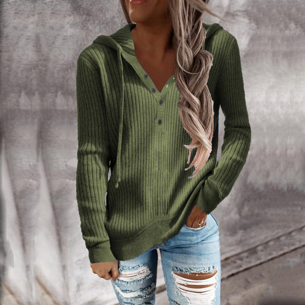 Sudadera Casual Oversize de Punto Liso para Mujer